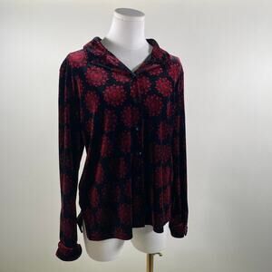 Vintage whimsygoth velvet button up top